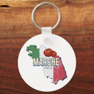Marche Italy Retro Region Map Vintage Souvenir Key Ring