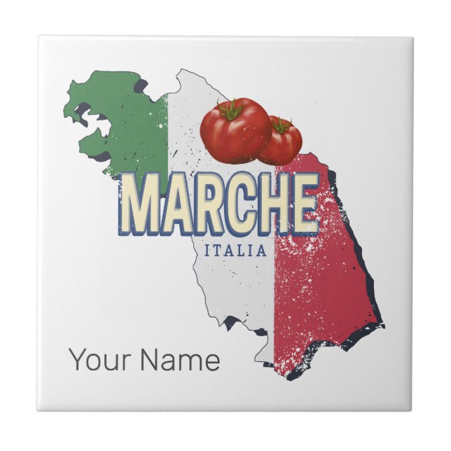 Marche Italy Retro Region Map Vintage Souvenir Tile (Front)