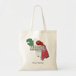 Marche Italy Retro Region Map Vintage Souvenir Tote Bag