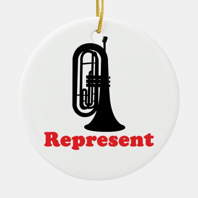Marching Band Baritone Represent Ceramic Tree Decoration (Front)