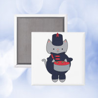 Marching Band Cat Drummer Navy Blue Red