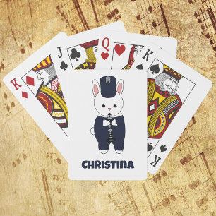 Marching Band Clarinet Rabbit Blue Personalise Playing Cards