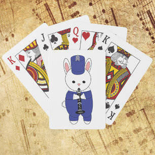 Marching Band Clarinet Rabbit Blue White Playing Cards