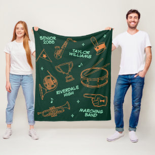 Marching Band Doodle Drawing Senior Night Fleece Blanket