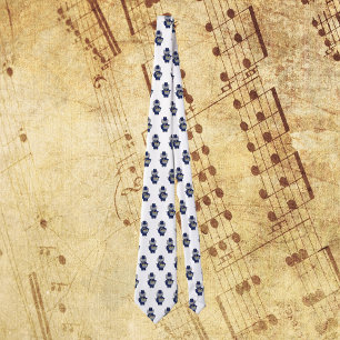 Marching Band Drumline Cat Navy Blue Gold Pattern Tie