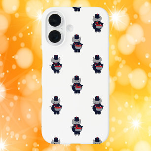 Marching Band Drummer Cat Navy Blue Red Pattern iPhone 16 Case