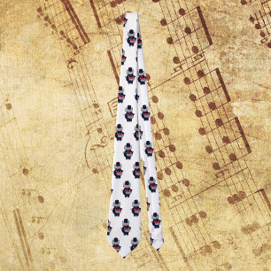 Marching Band Drummer Cat Navy Blue Red Tie