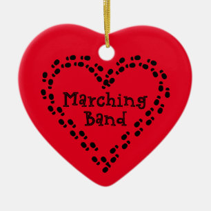 Marching Band Footprints Heart Ceramic Tree Decoration