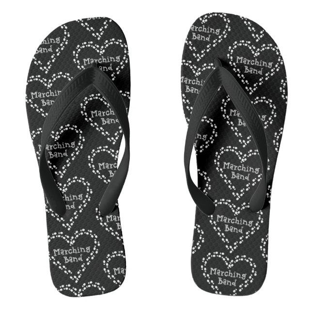 Marching Band Footprints Heart Flip Flops (Footbed)