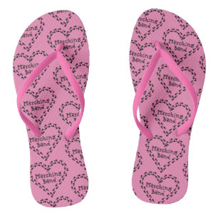 Marching Band Footprints Heart Flip Flops