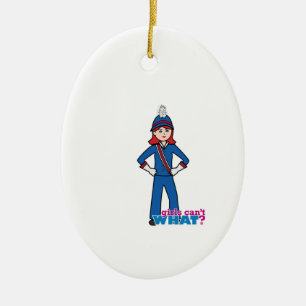 Marching Band Girl Light/Red Ceramic Tree Decoration