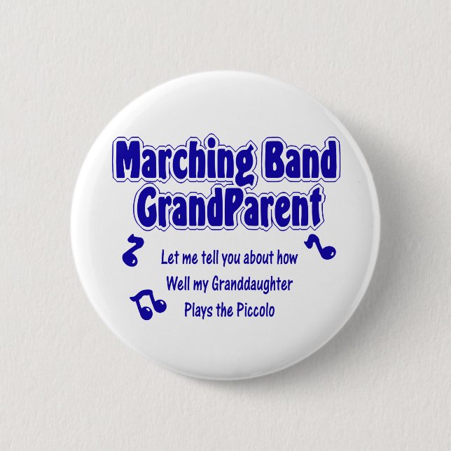 Marching Band Grandparent/ Piccolo 6 Cm Round Badge (Front)