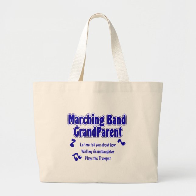 Marching Band Grandparent/ Trumpet Large Tote Bag (Front)