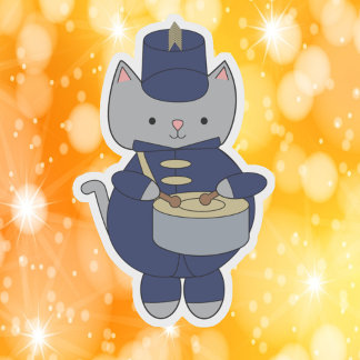 Marching Band Gray Cat Drum Navy Blue Gold