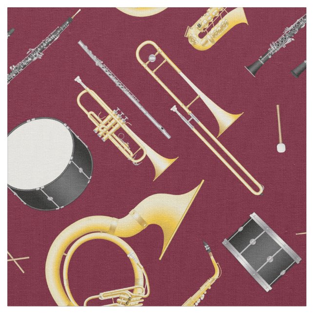 Marching Band Instruments Music Musician Burgundy Fabric (Close Up)