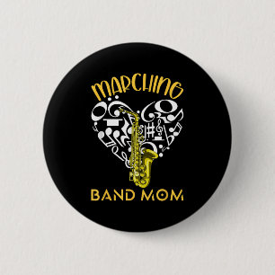 Marching Band Mom Heart Love Music Notes Saxophone 6 Cm Round Badge