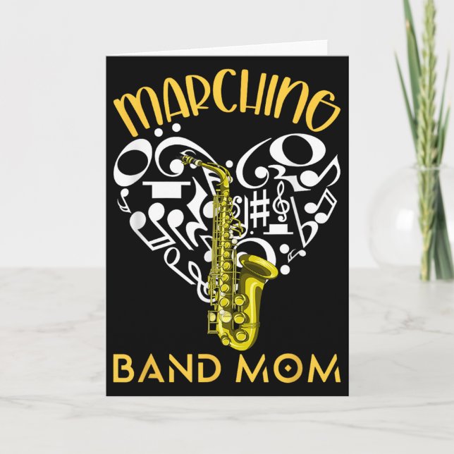 Marching Band Mum Heart Love Music Notes Saxophone (Front)