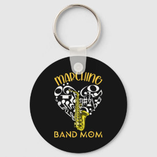 Marching Band Mum Heart Love Music Notes Saxophone Key Ring