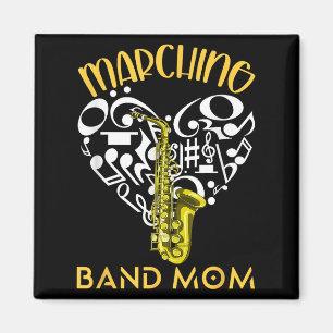 Marching Band Mum Heart Love Music Notes Saxophone Magnet