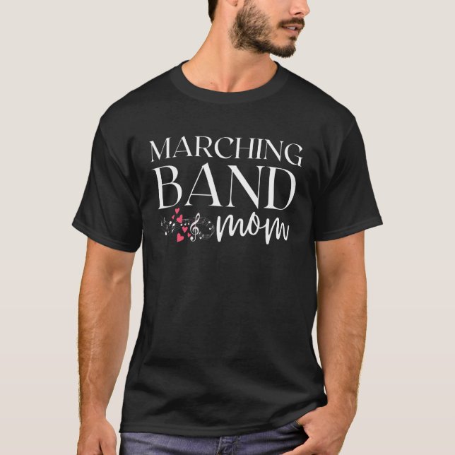 Marching Band Mum Hearts Music Notes T-Shirt (Front)