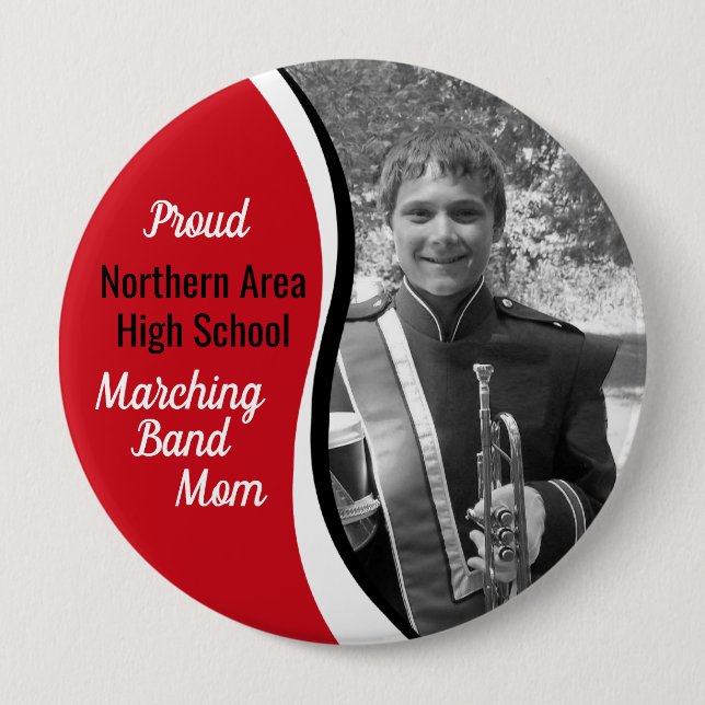 Marching Band Mum Red Black 10 Cm Round Badge (Front)