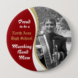Marching Band Mum with Photo Dark Red 10 Cm Round Badge
