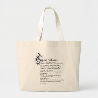 Marching band problems list large tote bag
