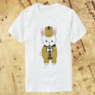 Marching Band Rabbit Clarinet Gold Black T-Shirt