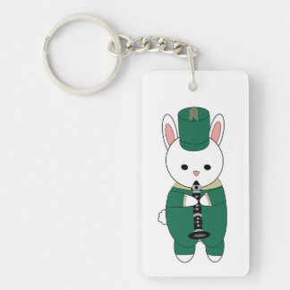 Marching Band Rabbit Clarinet Green Gold Key Ring