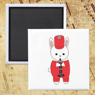 Marching Band Rabbit Clarinet Red White Magnet