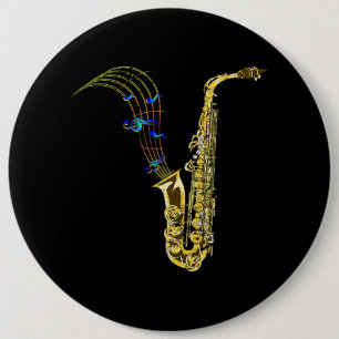 Marching Band Saxophonist Gift Jazz Music Saxophon 6 Cm Round Badge