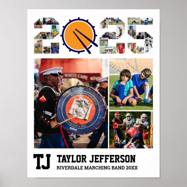 Marching Band Senior 2025 Sports Photo Collage Poster (Front)