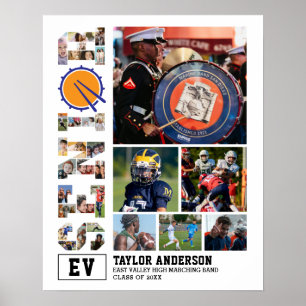 Marching Band Senior Graduation Photo Collage Poster