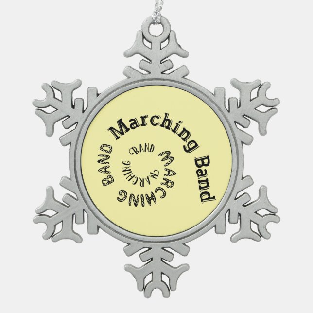 Marching Band Spiral Snowflake Pewter Christmas Ornament (Front)