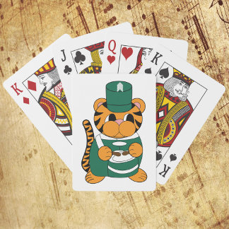 Marching Band Tiger Drummer Green and White Playing Cards