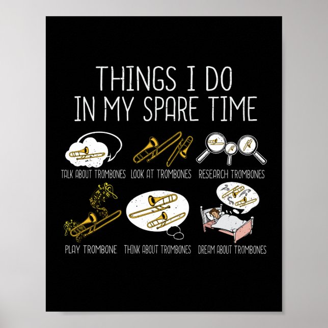 Marching Band Trombone Gift Men Jazz Music Poster (Front)