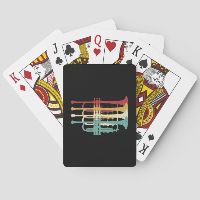Marching Band Trumpet Player Retro Design  Playing Cards (Back)