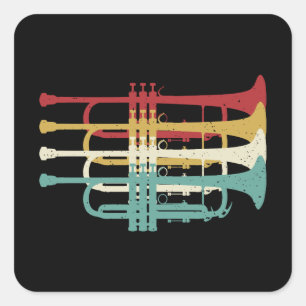Marching Band Trumpet Player Retro Design  Square Sticker