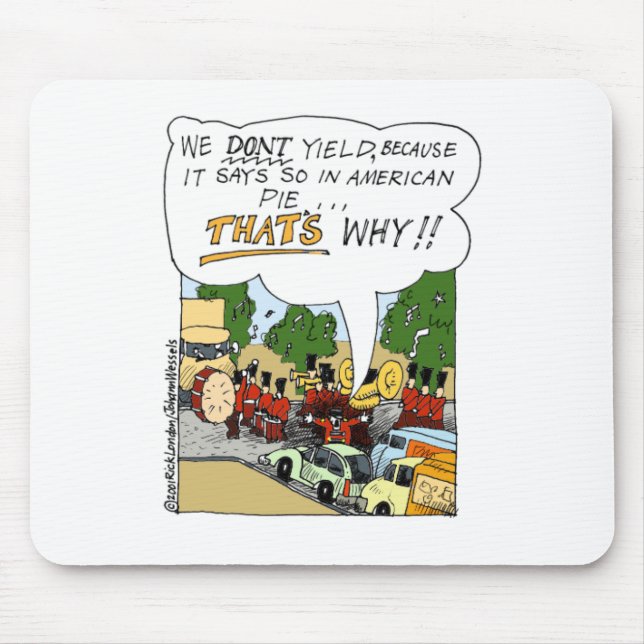 Marching Band Yields Funny Offbeat Cartoon Gifts Mouse Mat (Front)
