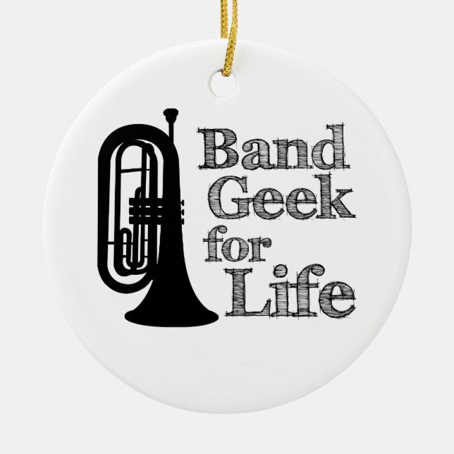 Marching Baritone Band Geek Ceramic Tree Decoration (Front)