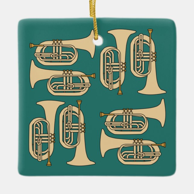 Marching Baritone Crosshatch Ceramic Ornament (Front)