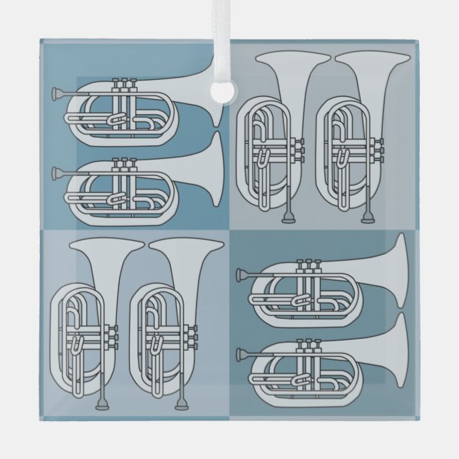 Marching Baritone Crosshatch Glass Tree Decoration (Front)