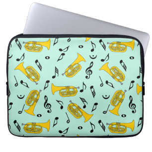 Marching Baritone Music Notes Bass Clefs Laptop Sleeve
