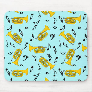 Marching Baritone Music Notes Bass Clefs Mouse Mat