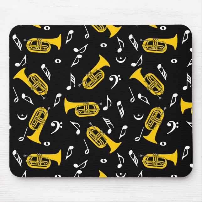Marching Baritone Music Notes Bass Clefs Mouse Mat (Front)