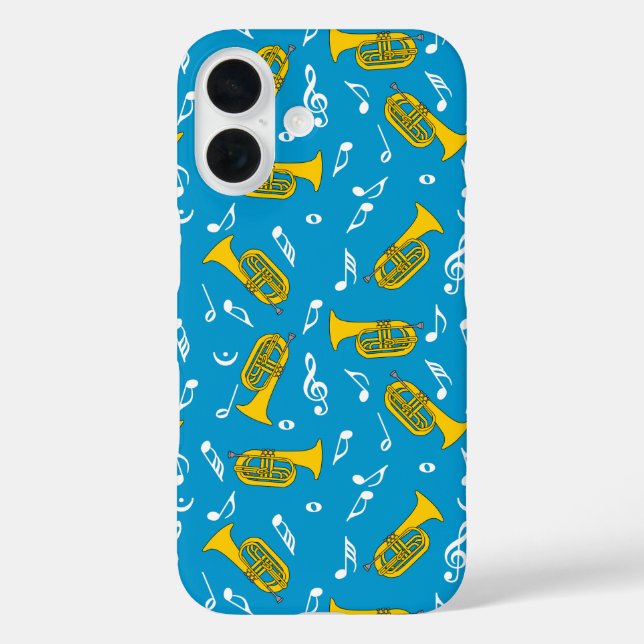 Marching Baritone Music Notes Blue Case-Mate iPhone Case (Back)