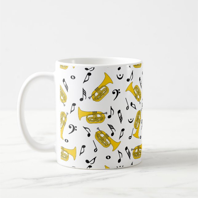 Marching Baritone Music Notes Coffee Mug (Left)