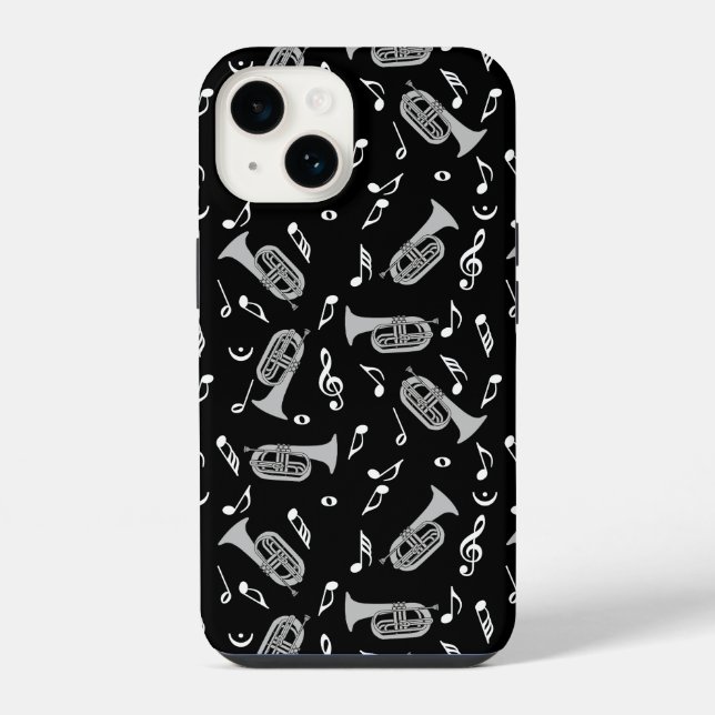 Marching Baritone Music Notes iPhone Case (Back)