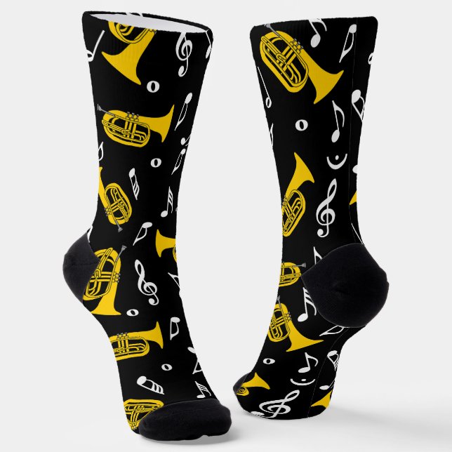 *Marching Baritone Music Notes Socks (Angled)