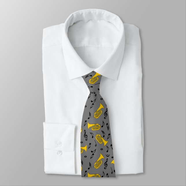 Marching Baritone Music Notes Tie (Tied)